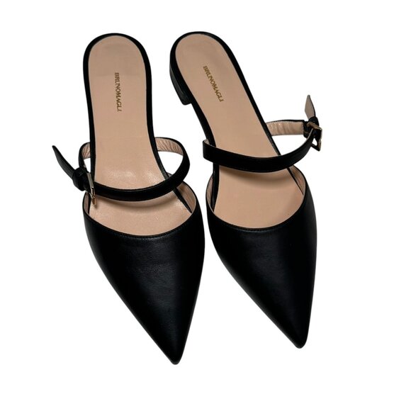 Bruno Magli Pasha Leather Buckle Strap Mules Flats Size 40 8.5-9 New $298 - Picture 3 of 6